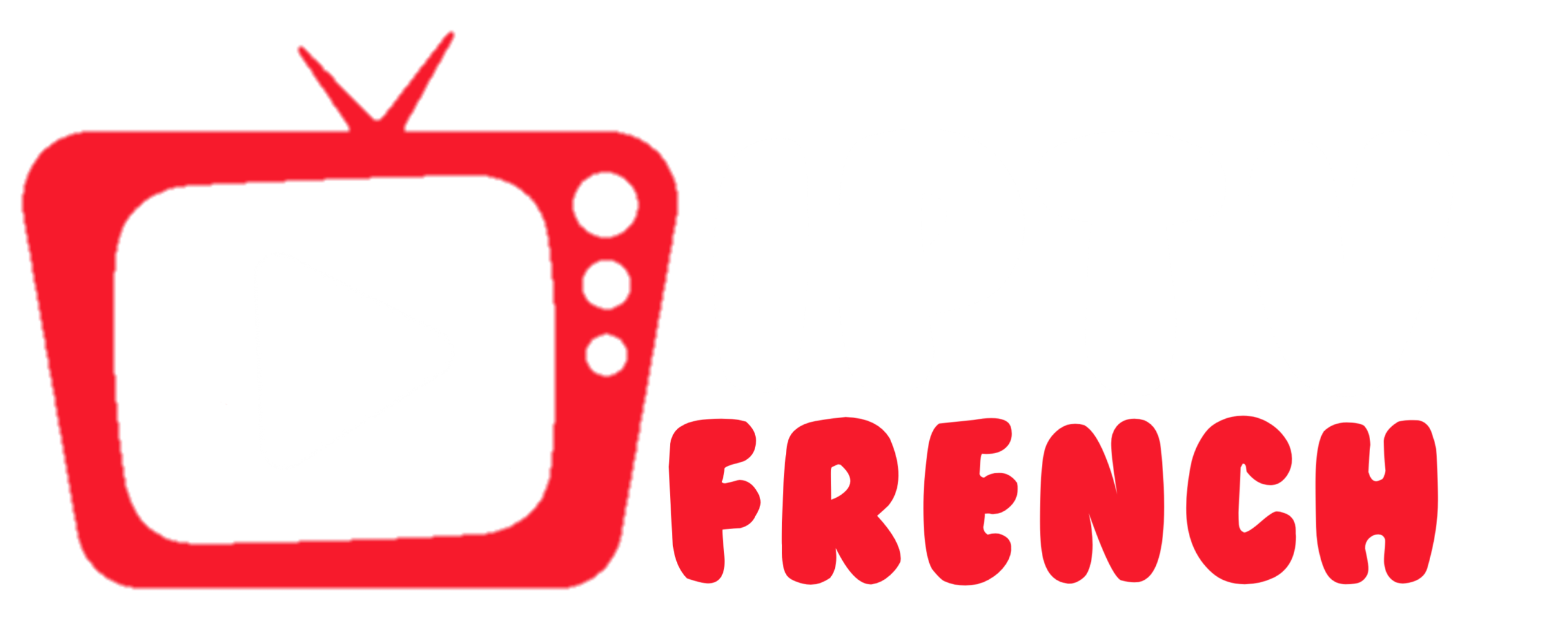 Red TV icon with a play button on the left, and the words IPTV FRENCH to the right, where IPTV is in white text and FRENCH is in red.