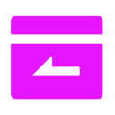 A solid magenta icon showing a rectangle with a thick top border and a white downward arrow inside, symbolizing an archive or inbox—perfect for representing Latino IPTV or IPTV Latino services.