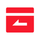 A red calendar or archive box icon with a white horizontal line and a right-pointing arrow inside, symbolizing IPTV FRENCH, set against a clean white background.