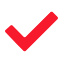A bold red checkmark on a white background, symbolizing IPTV FRENCH approval.