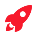 A simple red rocket icon with a white window on a white background, depicted as if launching upward—perfect for representing IPTV FRENCH services reaching new heights.