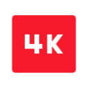 Red square with rounded corners featuring bold white text 4K centered on it, perfect for highlighting IPTV FRENCH content.